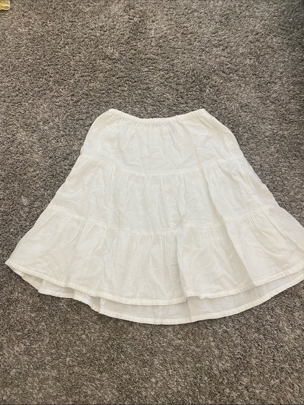 Kids White Tiered Linen Skirt